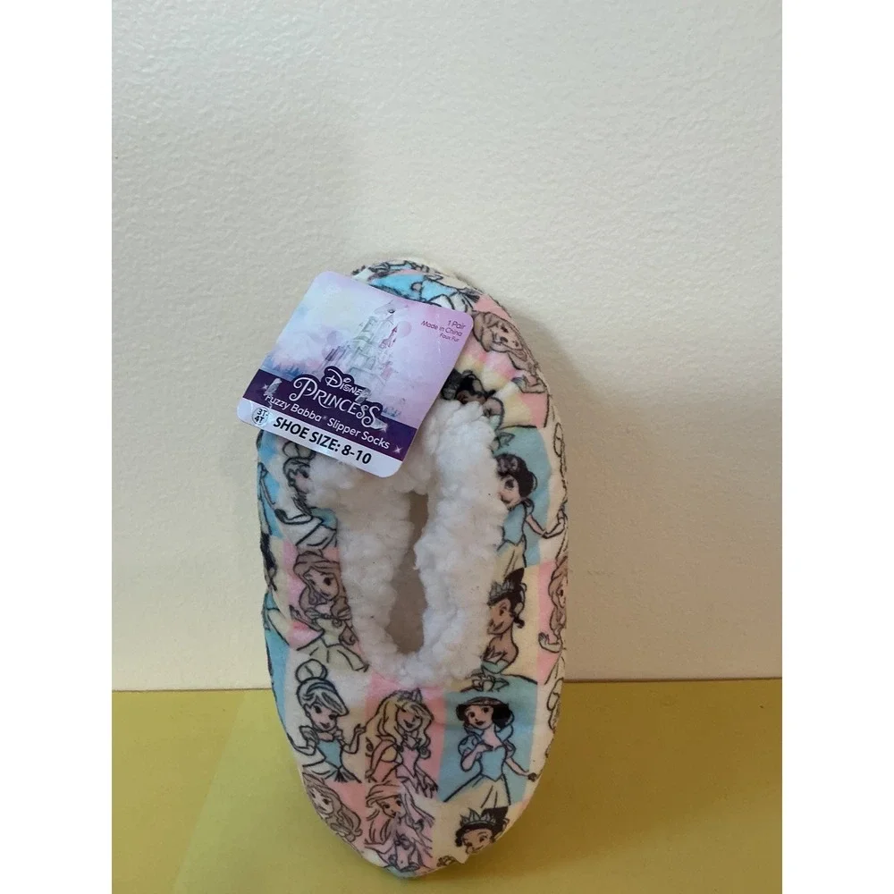 Disney Princess Fuzzy Babba Slipper Socks Shoe Size 8‎ 10 Girls Cozy
